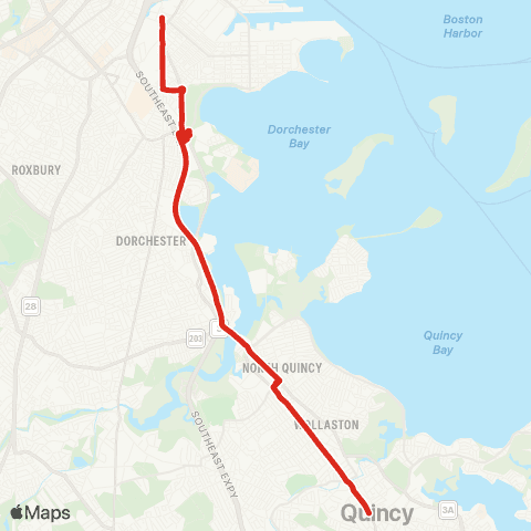MBTA Quincy Center - Broadway (Shuttle) map