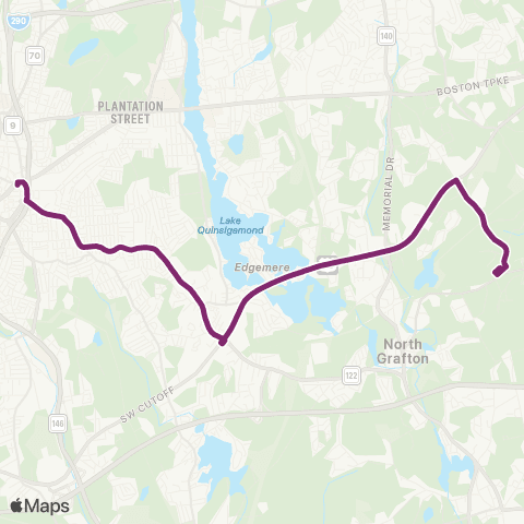 MBTA Worcester - Grafton map