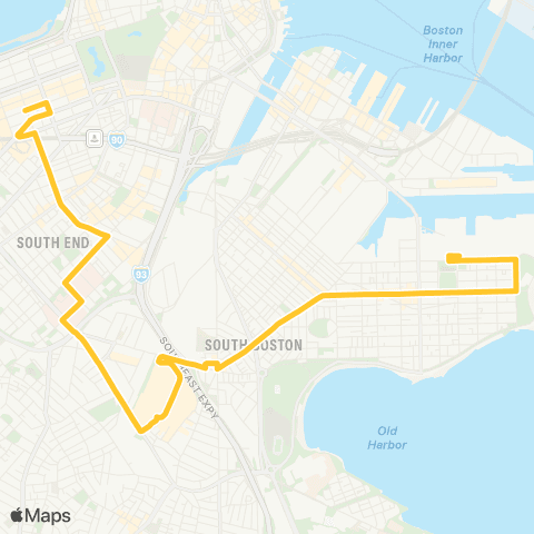 MBTA City Point - St. James Ave. via S Bay Mall map
