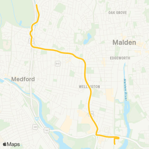 MBTA Elm Street - Wellington Sta via Fellsway map