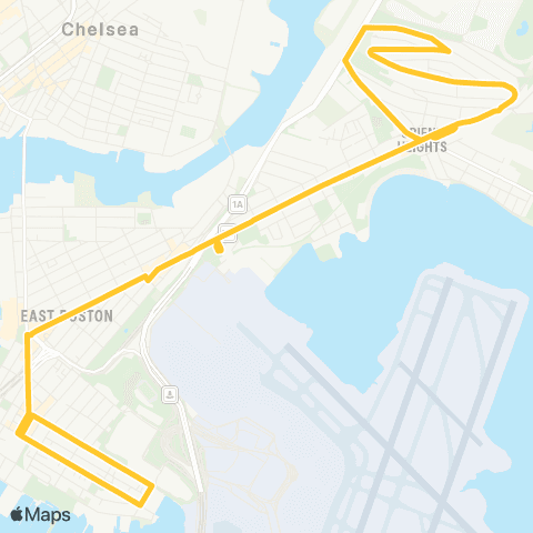 MBTA Orient Hts - Maverick Sta V Jeffries Pt & Waldemar map