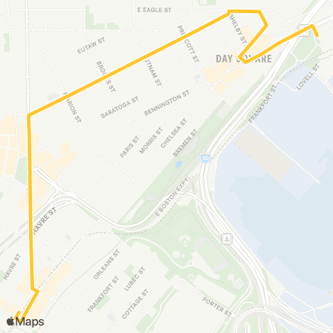 MBTA Wood Island Sta - Maverick Sta V Lexington St. map