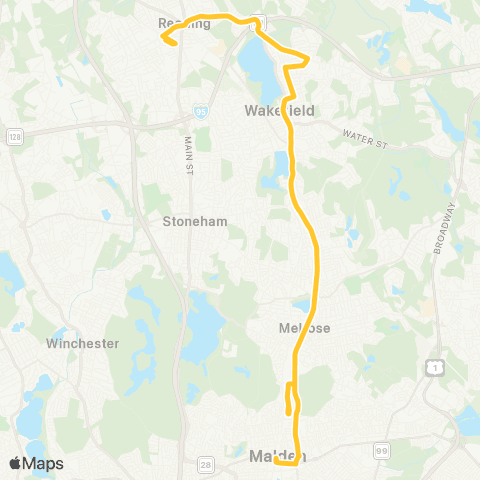MBTA Reading Depot - Malden Center Station map