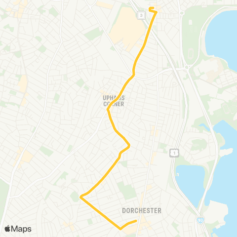 MBTA Fields Corner - Andrew Sta via Uphams Corner map