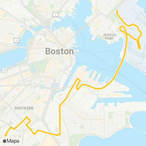 MBTA Logan Airport - Dudley via Andrew &Terminals map