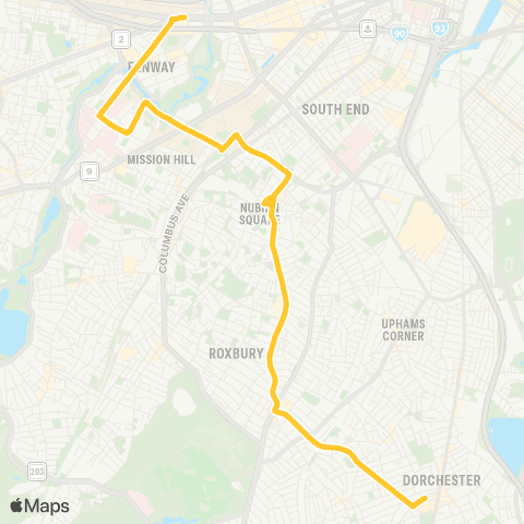 MBTA Fields Corner - Kenmore or Ruggles map