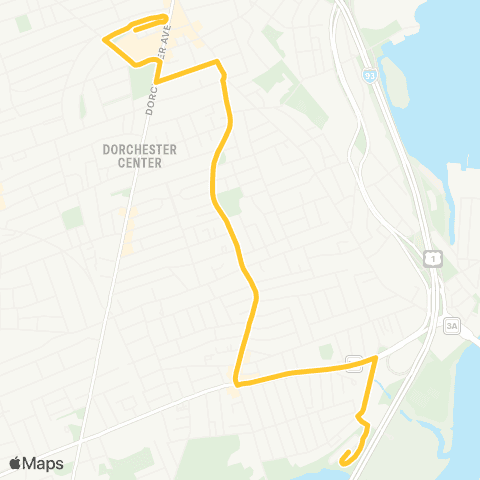 MBTA Fields Corner Loop via Neponset Ave map