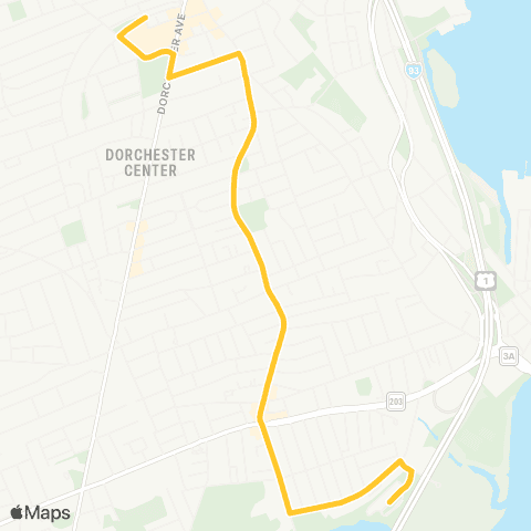 MBTA Fields Corner Loop via Adams St & Keystone Apts map