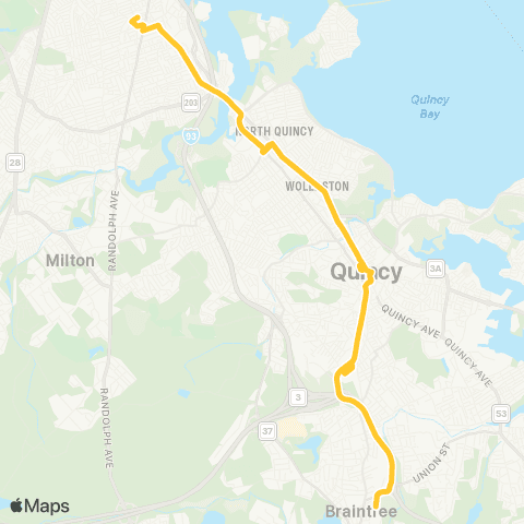 MBTA Quincy Ctr - Fields Corner Station map