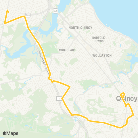 MBTA Quincy Ctr - Ashmont Sta via W Quincy map