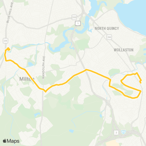 MBTA Quincy Ctr - Mattapan V. Quarry St.& Edgehill Rd. map