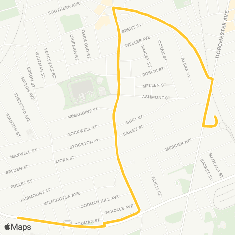 MBTA Ashmont Sta / Norfolk St Loop via Norfolk map