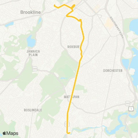 MBTA Mattapan Station - Ruggles via Dudley map