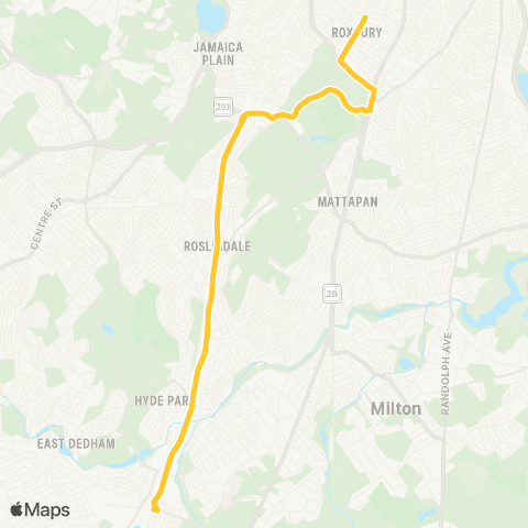 MBTA Wolcott Sq - Forest Hills Sta via Cleary Sq map