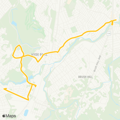 MBTA River & Milton Sts, Dedham - Mattapan Sta map