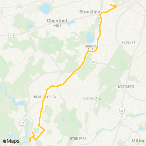 MBTA Dedham Mall / Stimson St. - Forest Hills Sta map