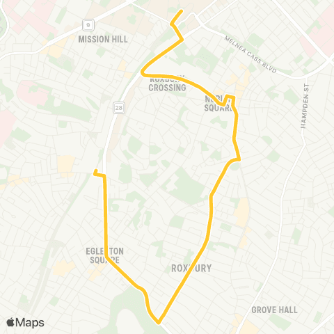 MBTA Jackson Square - Ruggles Sta Vis Seaver St map