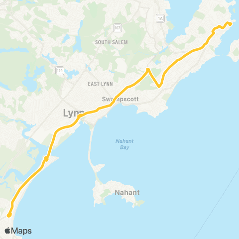 MBTA Marblehead - Wonderland via Cent Sq & Paradise Rd map