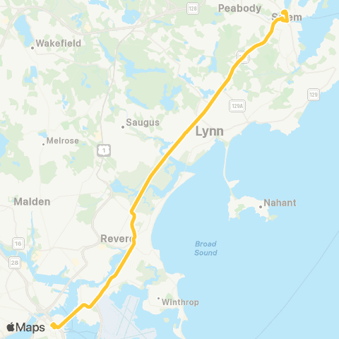 MBTA Salem Depot - Haymarket Sq. via Western Ave. map