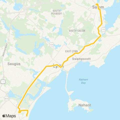 MBTA Salem Depot - Haymarket V Central Sq & W Lynn map