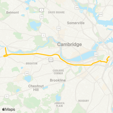 MBTA Watertown Square - Federal & Franklin Sts. map