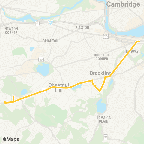 MBTA Chestnut Hill - Kenmore Square map