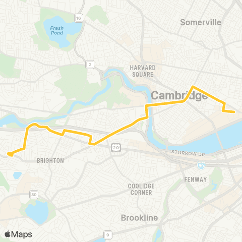 MBTA Oak Square - Univ Pk or Kendall / MIT map