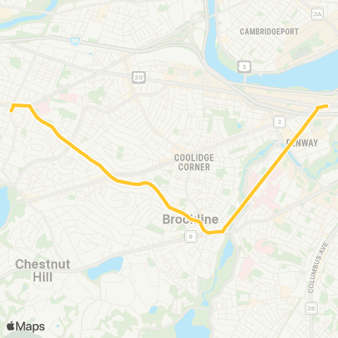MBTA Brighton Center - Kenmore Square map