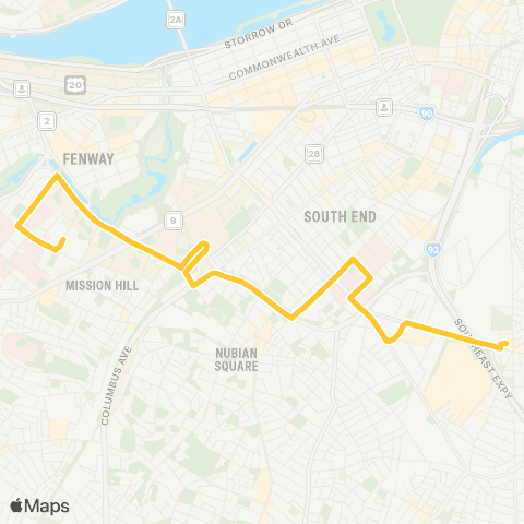 MBTA CT3 Longwood Medical Area - Andrew Sta map