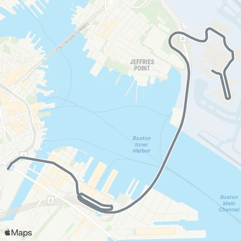 MBTA Airport - South Station - SL1 map