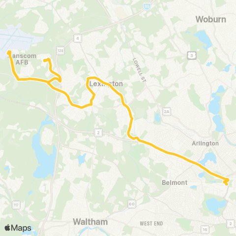 MBTA Lincoln Lab / Hanscom - Alewife Station map