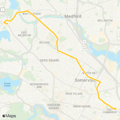 MBTA Arlington Center - Lechmere Station map