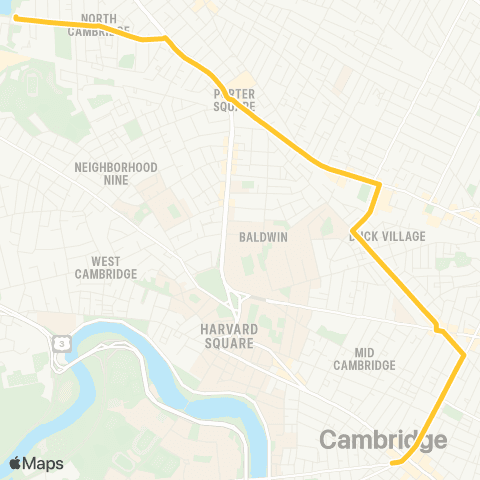 MBTA Rindge Avenue - Central Sq., Cambridge map