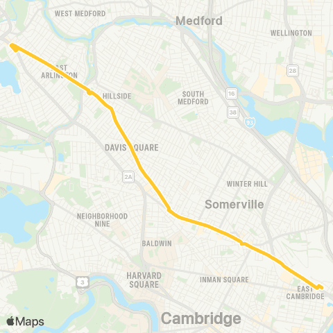 MBTA Clarendon Hill or Arlington Ctr - Lechmere Sta map