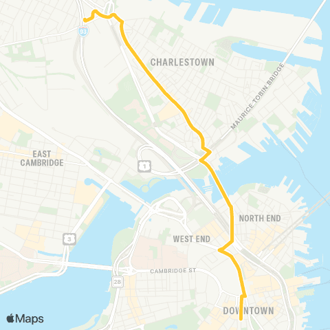 MBTA Assembly - Downtown via Sullivan map