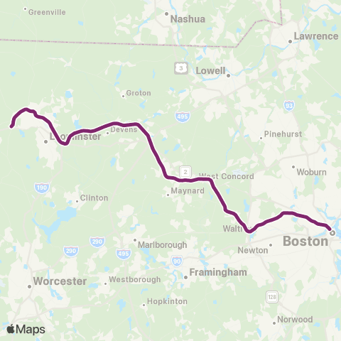 MBTA Fitchburg Line map
