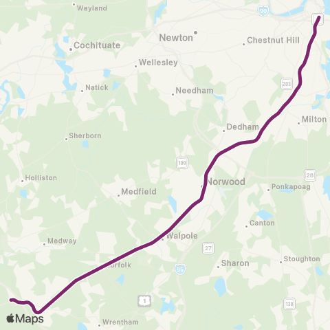 MBTA Franklin / Foxboro Line map