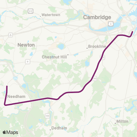 MBTA Needham Line map