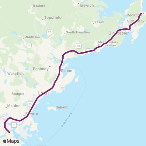 MBTA Newburyport / Rockport Line map