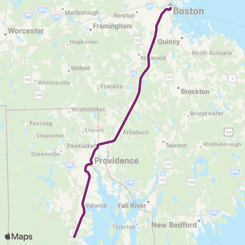 MBTA Providence / Stoughton Line map