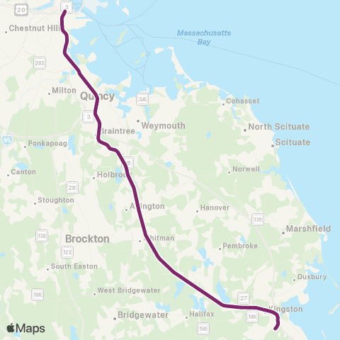 MBTA Kingston Line map