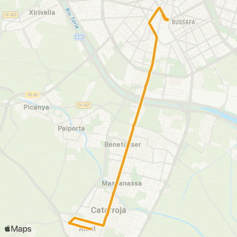 Metrobús València - Albal map