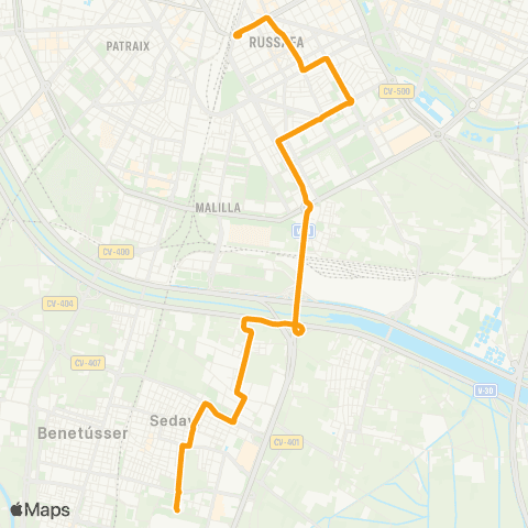 Metrobús València - Sedaví - CC Alfafar - Ikea map