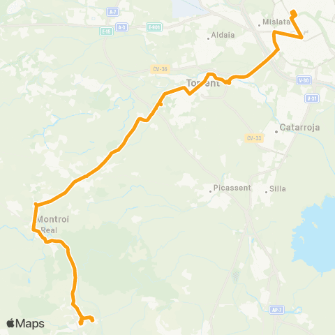 Metrobús Alfarp - València map