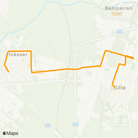 Metrobús Alcàsser - Silla map