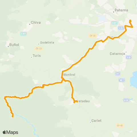 Metrobús Millares - València map