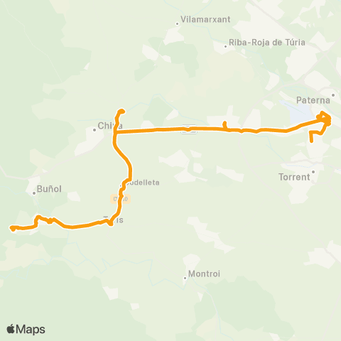 Metrobús Yátova - Turís - Hospital de Manises map