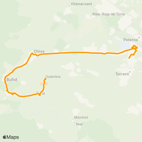 Metrobús Buñol - Hospital de Manises map