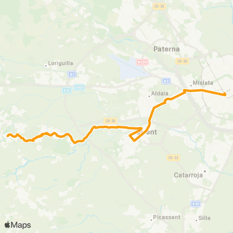 Metrobús València - Torrent - el Vedat map