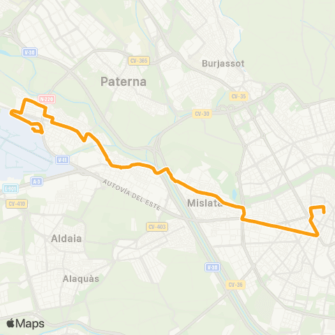 Metrobús Valéncia - Manises - Aeroport map